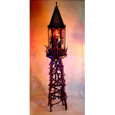 Image of mixed-media sculpture by Mark Soppeland titled The Shrine of Haunted Samovar