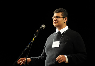 Upper Arlington Senior Mido Aly performing at the 2009 Poetry Out Loud State Competition