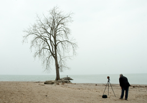 Larry Kasperek lines up a shot with his pinhole camera