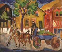 Blue Dairy Cart by William Sommer