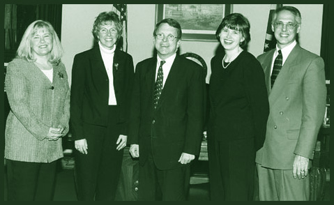 Mills Lawn Elementary School staff pose in the office of U.S. Senator Mike DeWine