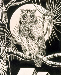 Lois Mailou Jones
“The Wise Owl”, The Picture-Poetry Book, 1935
Pen and ink, 16.5” x 14”
