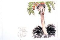 How The Ostrich Got Its Long Neck,” 1994
Watercolor and marker on hot press board
20.5” x 25”
