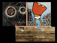 image of mixed media artwork titled Mme. Penny and the Three Great Incommensurables by Michael Arrigo