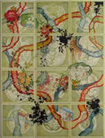 Image of oil painting on 12 canvases by Migiwa Orimo titled MRI / 15:52 (Tracing and Mapping)