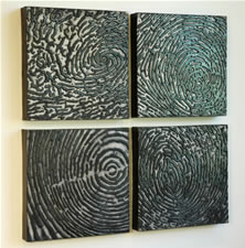Image of ceramic piece titled Shared Identity: Hurricane and Growth Rings with Thumbprint by Ana England