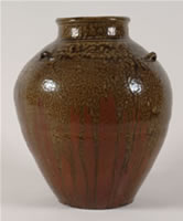 Image of a Japanese Tea Starage Jar from the Edo period (17th century), stonware, glazed, Tamba ware, from the collection of the Columbus Museum of Art, Columbus, Ohio, museum purchase, the Marie Gill Oglevee Fund, established in her memory by her son John F. Oglevee