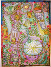 Art quilt titled The Punch Bowl / Star by Susan Shie