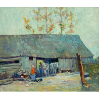 image of a painting by Carl Graf titled Evening Chores