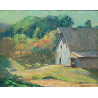 image of a painting by L.O. Griffith titled Sunny Barn
