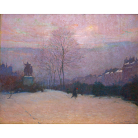 image of a painting by Abel Warshawsky titled Tuileries Garden, Twilight