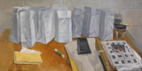 image of a painting by Brent Payne titled White Paper Bags