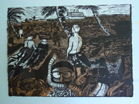 image of a print by Joan Tallan titled Hawaiian Souvenir II