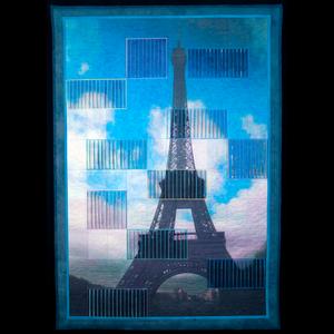image of a quilt by Ann Rebele titled Postcards From Paris and Journey Through France
