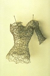 Gretchen Stevens Cochran 
Significant Voids (detail) 
1993-97 
steel wire, dressmaker's pins 16 units, 3" x 2 3/4" x 1 1/2" courtesy the artist 