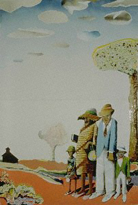 Benny Andrews 
Black Church, 1996 
Oil and collage on paper 45 x 15 inches 
Collection of Benny Andrews 