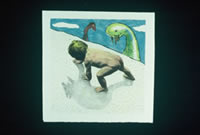 Image of lithography work by Benjy Davies titled Primitive Creature