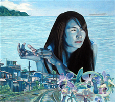 Art quilt titled The Gift by Hollis Chatelain