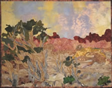 Art quilt titeld Twisted Juniper by Janet Wildman