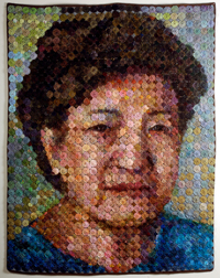 image of a quilt by Shin-hee Chin titled (Choon San) Spring Mountain